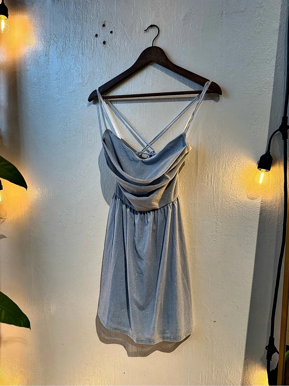 Honey Draped Mini Dress in Blue Size Small NWT